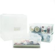 giiyaa photo storage boxes craft organizer set: large box with 3 clear plastic cases, ideal for cards, pens, and small crafts logo