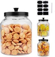 🍱 clear glass food storage container with sealed lids, 100 oz set of 3 - black brushed metal логотип