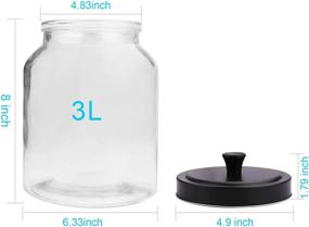 img 3 attached to 🍱 Clear Glass Food Storage Container with Sealed Lids, 100 OZ Set of 3 - Black Brushed Metal