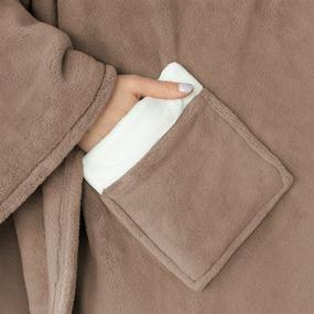 img 3 attached to 🧥 Kingole Flannel Fleece Wearable Blanket with Sleeves for Adults - Cozy and Soft Plush Throw with Pockets, Perfect for Men and Women, Warm Wrap for Sofa, Lounge, Home Office - Machine Washable, Brown