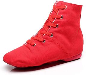 img 4 attached to YOYODANCE Soho Canvas Lace-up Dance Shoes: Black Red Jazz Dancing Boots for Men & Women - Perfect for Practice