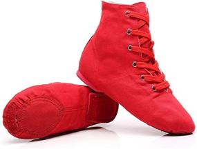 img 1 attached to YOYODANCE Soho Canvas Lace-up Dance Shoes: Black Red Jazz Dancing Boots for Men & Women - Perfect for Practice