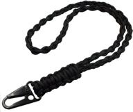 🔑 exoticdream heavy duty paracord lanyard keychain: military grade, waterproof holder with whistles, cellphone & badge clip - outdoor survival gear for men (black) логотип