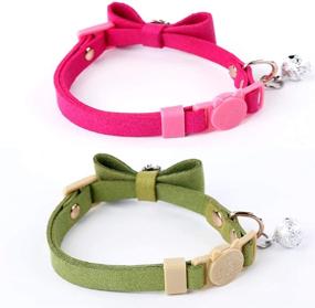 img 3 attached to 🐱 Stylish and Safe: GOPET Adjustable Cat Collar Set Breakaway with Diamonds Bowtie Bell for Puppy Kitten (2 Pack)