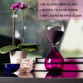 img 1 attached to ⏳ Bey-Berk Handblown Hourglass Sand Timer for Home Office Decor, Housewarming Gift, Art Deco Design, 60 Minute Duration