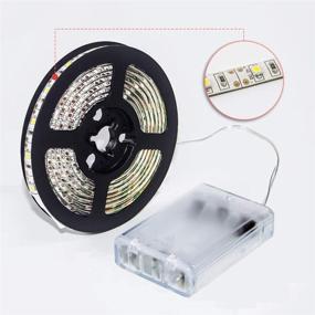 img 4 attached to 🔦 XINKAITE Battery-Powered LED Strip Lights, 6.6Ft/2M Length with 120 Units of 3528 LEDs, Water-Resistant IP65 LED Tape Light, Ideal for Camping, Room, Indoor & Outdoor Use (White)