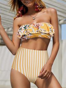 img 3 attached to Saodimallsu Waisted Bandeau Swimsuit Striped Women's Clothing