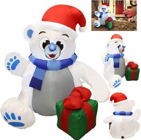 img 3 attached to Joiedomi 4ft Christmas Self Inflatable Polar Bear: LED Light Up Giant Blow Up Yard Decoration for Xmas - Indoor/Outdoor Party Favor Supplies & Garden Décor