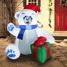 img 4 attached to Joiedomi 4ft Christmas Self Inflatable Polar Bear: LED Light Up Giant Blow Up Yard Decoration for Xmas - Indoor/Outdoor Party Favor Supplies & Garden Décor