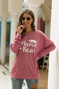 img 2 attached to 🐻 Women's Mama Bear Shirt: Comfy Long Sleeve Tunics with Pockets