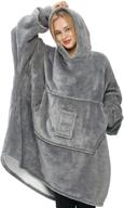 🧥 super soft oversized blanket hooded blankets for adults: stay cozy and warm with sleeves, giant pocket, and hoodie (dark grey) logo