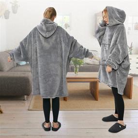 img 3 attached to 🧥 Super Soft Oversized Blanket Hooded Blankets for Adults: Stay Cozy and Warm with Sleeves, Giant Pocket, and Hoodie (Dark Grey)