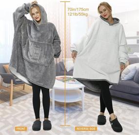 img 2 attached to 🧥 Super Soft Oversized Blanket Hooded Blankets for Adults: Stay Cozy and Warm with Sleeves, Giant Pocket, and Hoodie (Dark Grey)