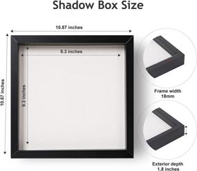 img 2 attached to 🖼️ QDSSDECO Black Shadow Box Frame - 10x10 Display Case with Linen Backboard, Real Glass, and Wood Frame - Deep Showcase for Photos, Tickets, Wedding Bouquets, Medals, Baby Sports Memorabilia - Ideal for Hanging