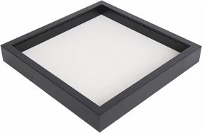 img 3 attached to 🖼️ QDSSDECO Black Shadow Box Frame - 10x10 Display Case with Linen Backboard, Real Glass, and Wood Frame - Deep Showcase for Photos, Tickets, Wedding Bouquets, Medals, Baby Sports Memorabilia - Ideal for Hanging