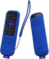 sikai silicone cover for roku streaming stick remote shockproof protective case for roku streaming stick plus 3800r / 3810r enhanced voice remote anti-lost with remote loop (blue) logo