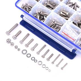 img 1 attached to 🔩 665-Piece M3 M4 M5 M6 Stainless Steel Flat Hex Head Screws, Bolts, Nuts, and Flat Gasket Spring Washers Assortment Set by Glarks