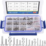 🔩 665-piece m3 m4 m5 m6 stainless steel flat hex head screws, bolts, nuts, and flat gasket spring washers assortment set by glarks logo