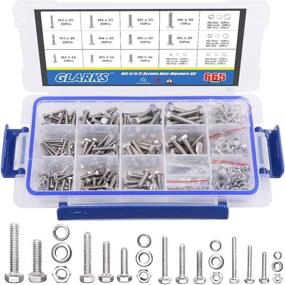 img 4 attached to 🔩 665-Piece M3 M4 M5 M6 Stainless Steel Flat Hex Head Screws, Bolts, Nuts, and Flat Gasket Spring Washers Assortment Set by Glarks