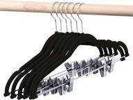 👗 24 pack velvet skirt hangers with clips - non slip ultra thin pants hangers for space saving - black логотип