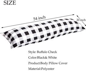 img 3 attached to TEALP 20x54 Body Pillow Cover in White and Black Plaid with Side Zipper