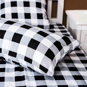 img 2 attached to TEALP 20x54 Body Pillow Cover in White and Black Plaid with Side Zipper