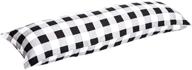 tealp 20x54 body pillow cover in white and black plaid with side zipper logo