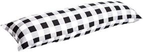 img 4 attached to TEALP 20x54 Body Pillow Cover in White and Black Plaid with Side Zipper