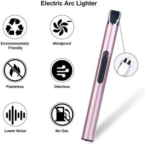 img 1 attached to GUANGJU Rose Gold Candle Lighter: Windproof Rechargeable USB Lighter with Safety Switch - Ideal for Candle, Home, Kitchen, Grill, BBQ.