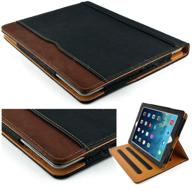 📱 enhanced black and tan apple ipad air 9.7 model soft leather wallet smart cover with sleep/wake feature flip case logo