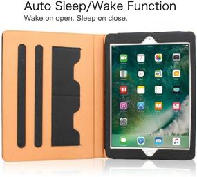 img 1 attached to 📱 Enhanced Black and Tan Apple iPad Air 9.7 Model Soft Leather Wallet Smart Cover with Sleep/Wake Feature Flip Case