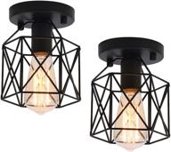 leminfan retro metal industrial semi-flush mount ceiling lights fixture - e26, 2 pack - perfect for hallway, dining room, bedroom, balcony, living room - black логотип