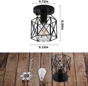 img 3 attached to LeminFan Retro Metal Industrial Semi-Flush Mount Ceiling Lights Fixture - E26, 2 Pack - Perfect for Hallway, Dining Room, Bedroom, Balcony, Living Room - Black