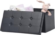 🪑 faux leather folding ottoman bench - versatile storage chest, footrest, and seat in black (30") logo