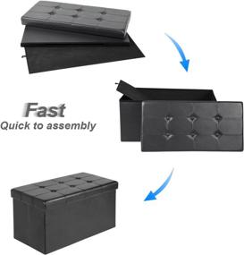 img 2 attached to 🪑 Faux Leather Folding Ottoman Bench - Versatile Storage Chest, Footrest, and Seat in Black (30")