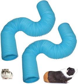 img 4 attached to 🐹 PINVNBY Hamster Fun Tunnels Pet Mouse Plastic Tube Toys Small Animal Foldable Exercising Training Hideout Tunnels for Guinea Pigs, Gerbils, Rats, Mice, Ferrets and Other Small Animals - 2 PCS Blue