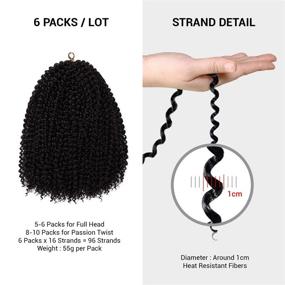 img 2 attached to 🌺 AU-THEN-TIC Passion Twist Hair: 6 Packs of 22 Inch Water Wave Crochet Braids for Bohemian Goddess Locs - Synthetic Hair Extensions in 1B-Off Black