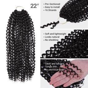 img 1 attached to 🌺 AU-THEN-TIC Passion Twist Hair: 6 Packs of 22 Inch Water Wave Crochet Braids for Bohemian Goddess Locs - Synthetic Hair Extensions in 1B-Off Black