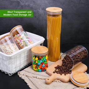 img 2 attached to 🍶 Airtight Glass Canister Set with Bamboo Lid - Perfect for Coffee, Pasta, Flour, Sugar, Candy and More - 5-Piece Set in Various Sizes: 0.5L, 0.6L, 0.8L, 1L, and 1.5L