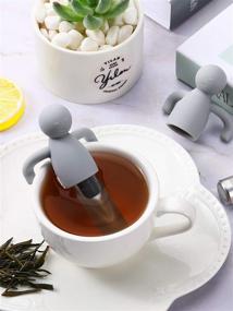 img 1 attached to Stainless Steel Tea Infuser Set with Silicone Handle and Bonus Spoon - Fine Mesh Leaf Tea Strainers for Loose Tea (Grey, 4 Pieces)