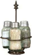 🏺 fleur de lis brown mason jar salt, pepper, and toothpick caddy by colonial tin works logo