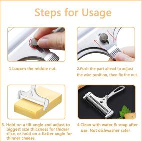 img 1 attached to 🧀 Adjustable Thickness Cheese Slicers - Set of 2, Stainless Steel Cheese Cutters with Wire, Ideal for Soft, Semi-Hard, Hard Cheeses, Perfect Kitchen Tool for Cooking (Silver)