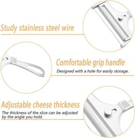 img 3 attached to 🧀 Adjustable Thickness Cheese Slicers - Set of 2, Stainless Steel Cheese Cutters with Wire, Ideal for Soft, Semi-Hard, Hard Cheeses, Perfect Kitchen Tool for Cooking (Silver)