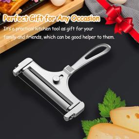 img 2 attached to 🧀 Adjustable Thickness Cheese Slicers - Set of 2, Stainless Steel Cheese Cutters with Wire, Ideal for Soft, Semi-Hard, Hard Cheeses, Perfect Kitchen Tool for Cooking (Silver)