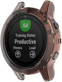 img 1 attached to Яркий оранжевый силиконовый чехол для умных часов Garmin Fenix 5 Plus - надежная защита и стильное покрытие