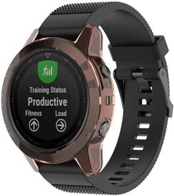 img 3 attached to Яркий оранжевый силиконовый чехол для умных часов Garmin Fenix 5 Plus - надежная защита и стильное покрытие