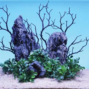 img 1 attached to 🌿 12.5'' Tall Black Manzanita Branches Molded Aquarium Decor Set with Weighted Stone Base - Natural, Lifelike Non-Toxic Plastic Fish Tank Decoration, Pack of 3