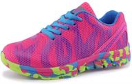 hawkwell athletic girls' running shoes - breathable camouflage lace up footwear logo