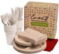 🌍 earth's natural alternative: compostable paper plates, napkins, biodegradable utensils, cups, red tablecloths - eco-friendly camping supplies [16 dinnerware set] for picnic basket & party supplies logo