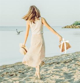 img 3 attached to 🏖️ Stylish Woven Straw Beach Bag for Women: Ultimate Summer Tote Purse with Bamboo Rattan Accents